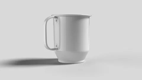 White mug tilted on white backdrop, left view Stock Illustration