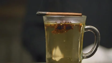 White Mulled Wine rotating on the table Stock Footage 131173456