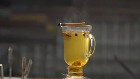 White Mulled Wine with spices Stock Footage 131361304