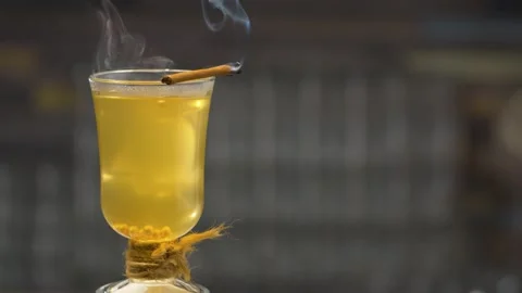 White Mulled Wine with spices Stock Footage 131362208