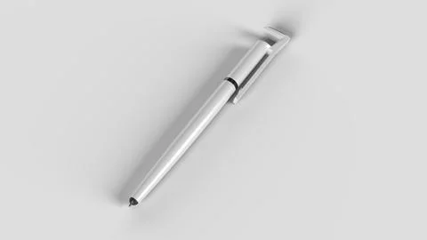 White multi-function pen lying on set, top view Stock Illustration