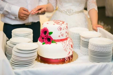 White multi level wedding cake Stock Photos