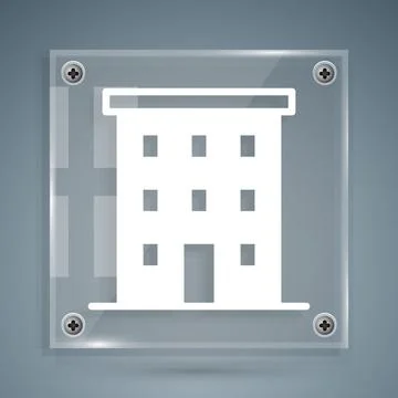 White Multi storey building icon isolated on grey background. Square glass Ilustración de archivo