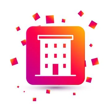 White Multi storey building icon isolated on white background. Square color b Ilustración de archivo