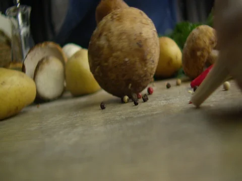 White mushroom egg potatoes 2 Stock Footage 71345295
