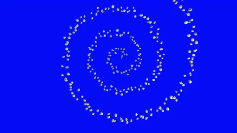 White Mushroom flying in helix shape, upper view, seamless loop, Blue Screen Chr Stock Footage 133764842