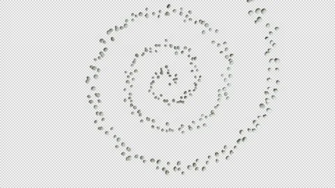 White Mushroom flying in helix shape, upper view, seamless loop, Alpha Chann Stock Footage 138251692