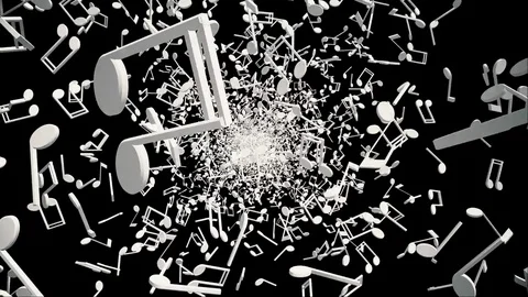 White music notes on black Stock Footage 72709138