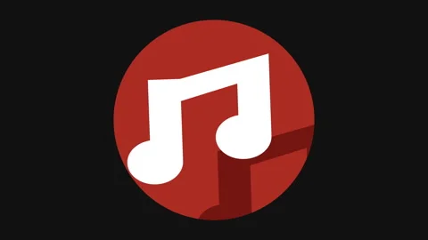 White Musical Note Icon on Red Circle for Audio Player App Branding Stock Footage 342321244