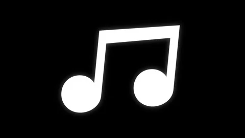 White Musical Note Icon on Solid Black Background Stock Footage 342322500