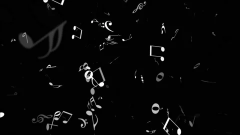 White musical notes animation floating on black, 4k motion design looping backgr Stock-Footage 220198113