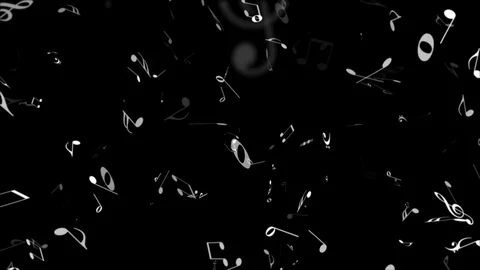 White musical notes flowing in a black background loop Stock Footage 123868878