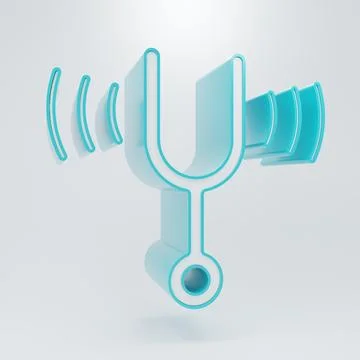 White Musical tuning fork for tuning musical instruments icon isolated on g.. Stock Illustration