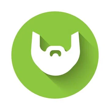 White Mustache and beard icon isolated with long shadow background. Barbers.. Stock Illustration