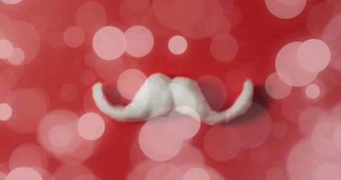 White mustache on red background with bokeh lights animation 스톡 동영상 306274325
