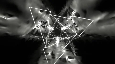 White Mystical Triangular Corridor with Fluorescent Light Background VJ Loop Stock-Footage 334719436