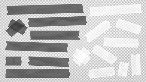 White nad black different size adhesive, sticky, masking, duct tape, paper Stock Illustration