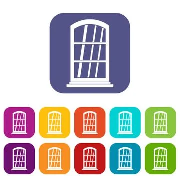 White narrow window icons set flat Ilustración de archivo