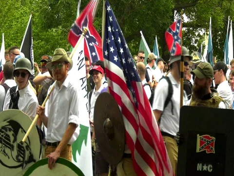 White Nationalists attend the Unite the Right Rally in Charlottesville, VA Stock Footage