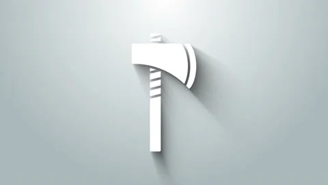 White Native american tomahawk axe icon isolated on grey background. 4K Video Stock-Footage 147227152