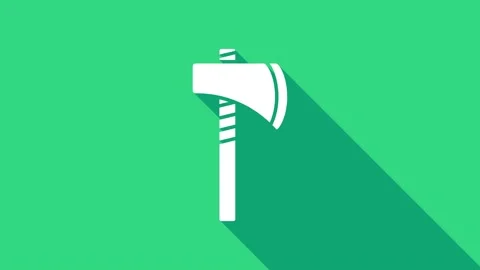 White Native american tomahawk axe icon isolated on green background. 4K Video Stock-Footage 147227155