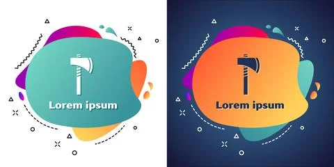 White Native american tomahawk axe icon isolated on white and blue background Stock Illustration