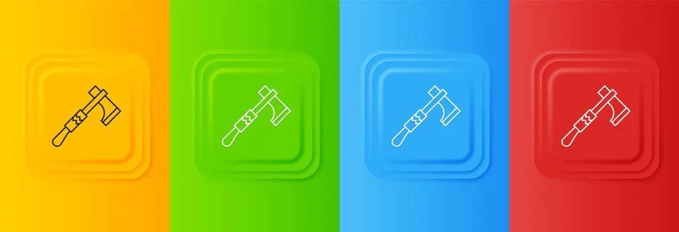 White Native american tomahawk axe icon isolated on colorful background. Se.. Stock Illustration