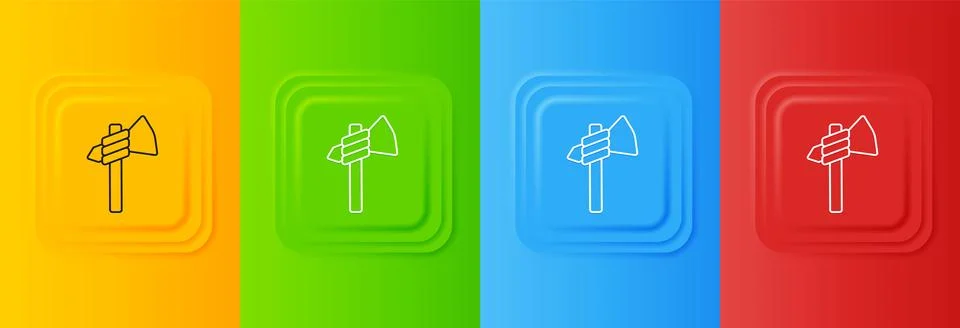 White Native american tomahawk axe icon isolated on colorful background. Se.. Illustration