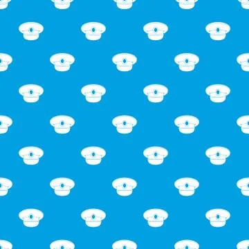 White nautical hat pattern seamless blue Stock Illustration