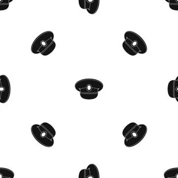 White nautical hat pattern seamless black Stock Illustration