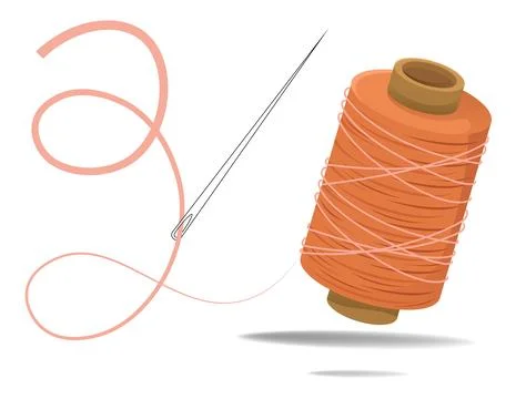 A white needle with a skein of orange thread Stock Illustration