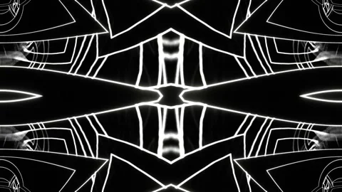 White Neon Abstract Endless Moving on Circle Kaleidoscope Background VJ Loop Stock Footage 327556472