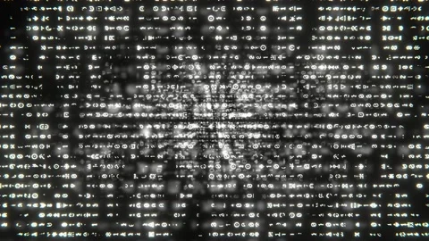 White Neon Alien Code Background VJ Loop in 4K Stockbeeldmateriaal 347222035
