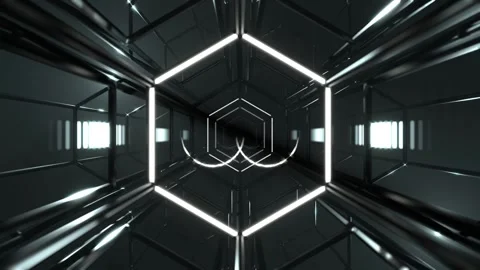 White Neon Alien Wireframe CyberTrack Background VJ Loop in 4K Stock Footage 311644908