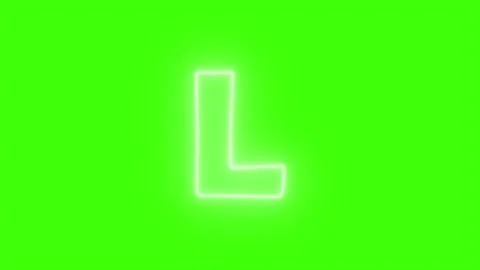 White Neon Alphabet Letter L on Green Sc, Stock Video