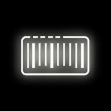 White neon barcode sign on black background glowing Stock Illustration