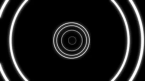White neon circle is glowing in the dark on a black background. Modern Video stock 275517286