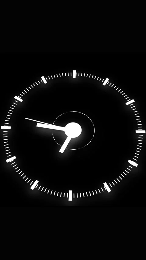 White Neon Clock Face with Glowing Numbers and Tick Marks on a Black Backgr.. Stock Footage 337460550