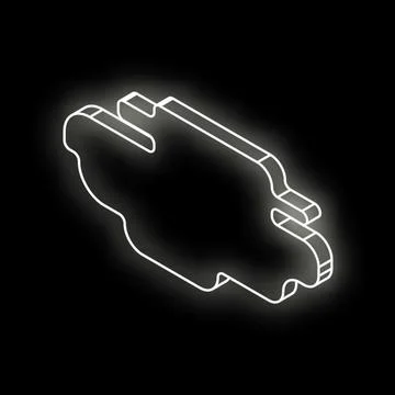 White neon cloud computing symbol glowing on black background 스톡 일러스트