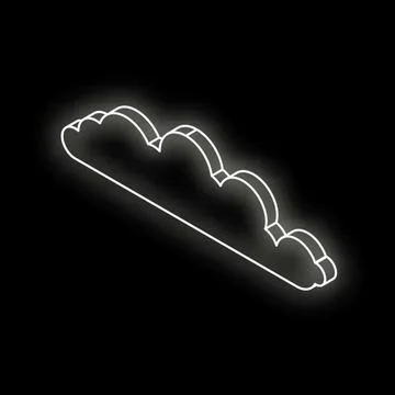 White neon cloud floating on black background イラスト素材