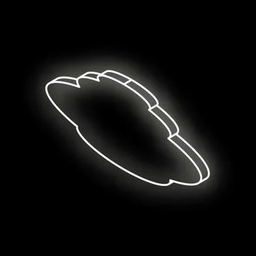 White neon cloud floating on black background Illustrazione stock