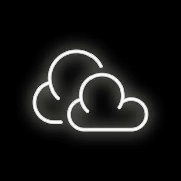 White neon cloud glowing on black background Stock Illustration