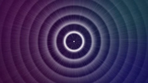 White Neon Concentric Circles with Radial Light Effect abstract background... Stock Footage 321590238