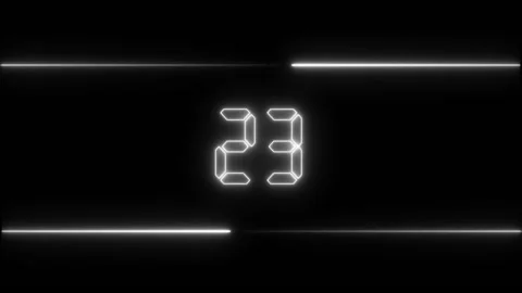 White neon countdown digital clock 30 to 0 second animation Stock Footage 321137559