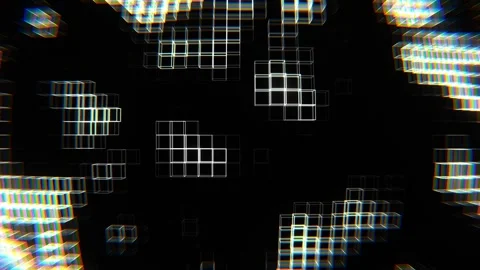 White Neon Cubic Frame Waves Background VJ Loop in 4K Stock Footage 312160759