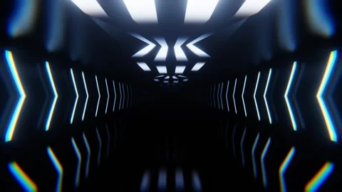 White Neon Dark Infinity Corridor Background VJ Loop l 4K Stock Footage 297470614