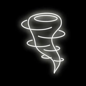 White neon drawing representing strong tornado wind Stock Illustration