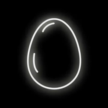 White neon egg glowing on black background Stock Illustration