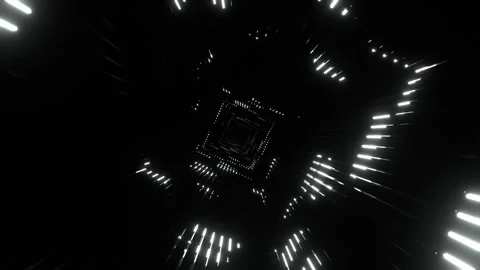 White Neon Equalizer in a Square Tunnel Background VJ Loop in 4K Stock-Footage 328357811