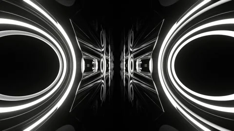 White Neon Flashing Rings in Reverse Tunnel Background VJ Loop in 4K 動画素材 313382434
